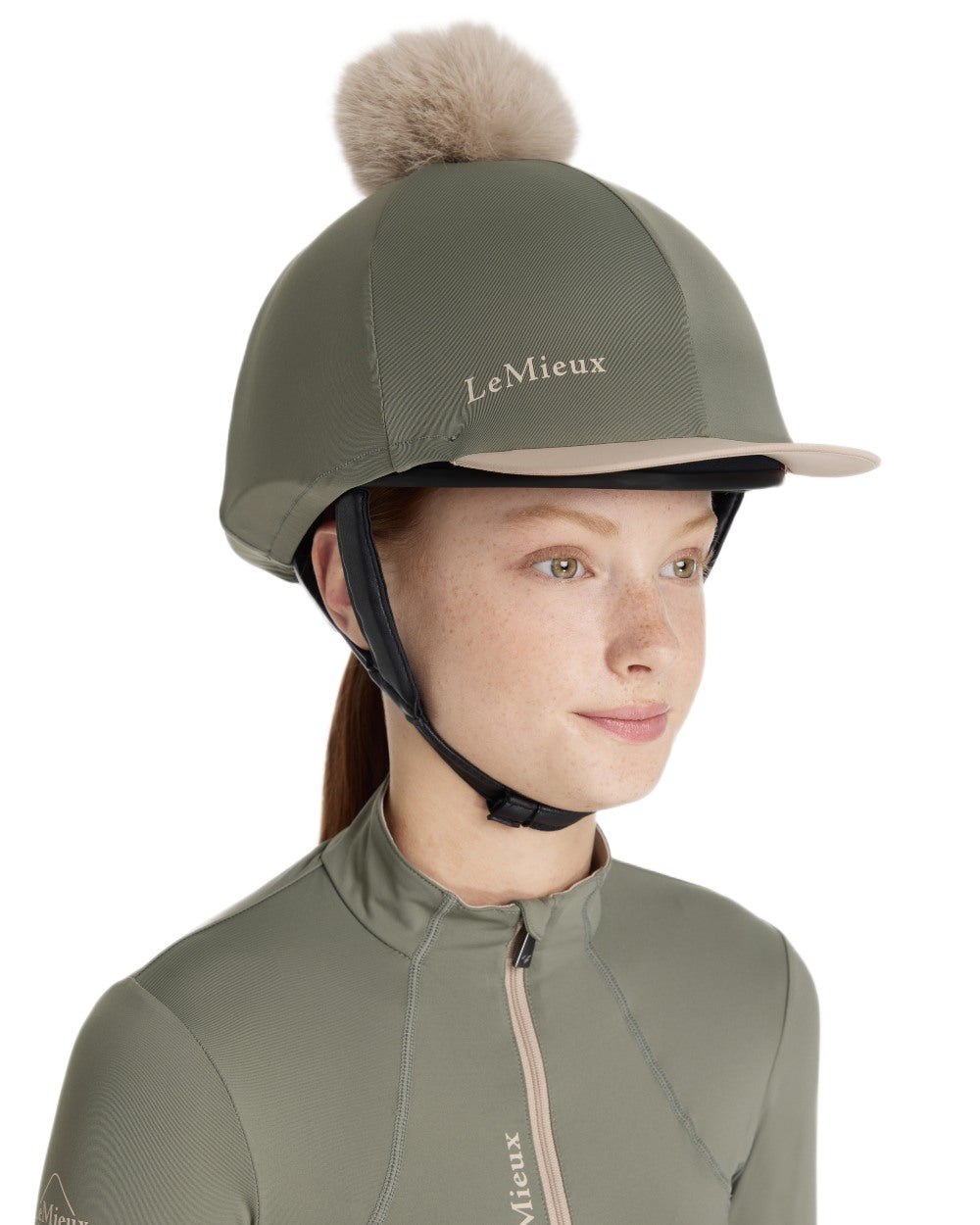 Rosemary coloured LeMieux Pom Hat Silk on white background