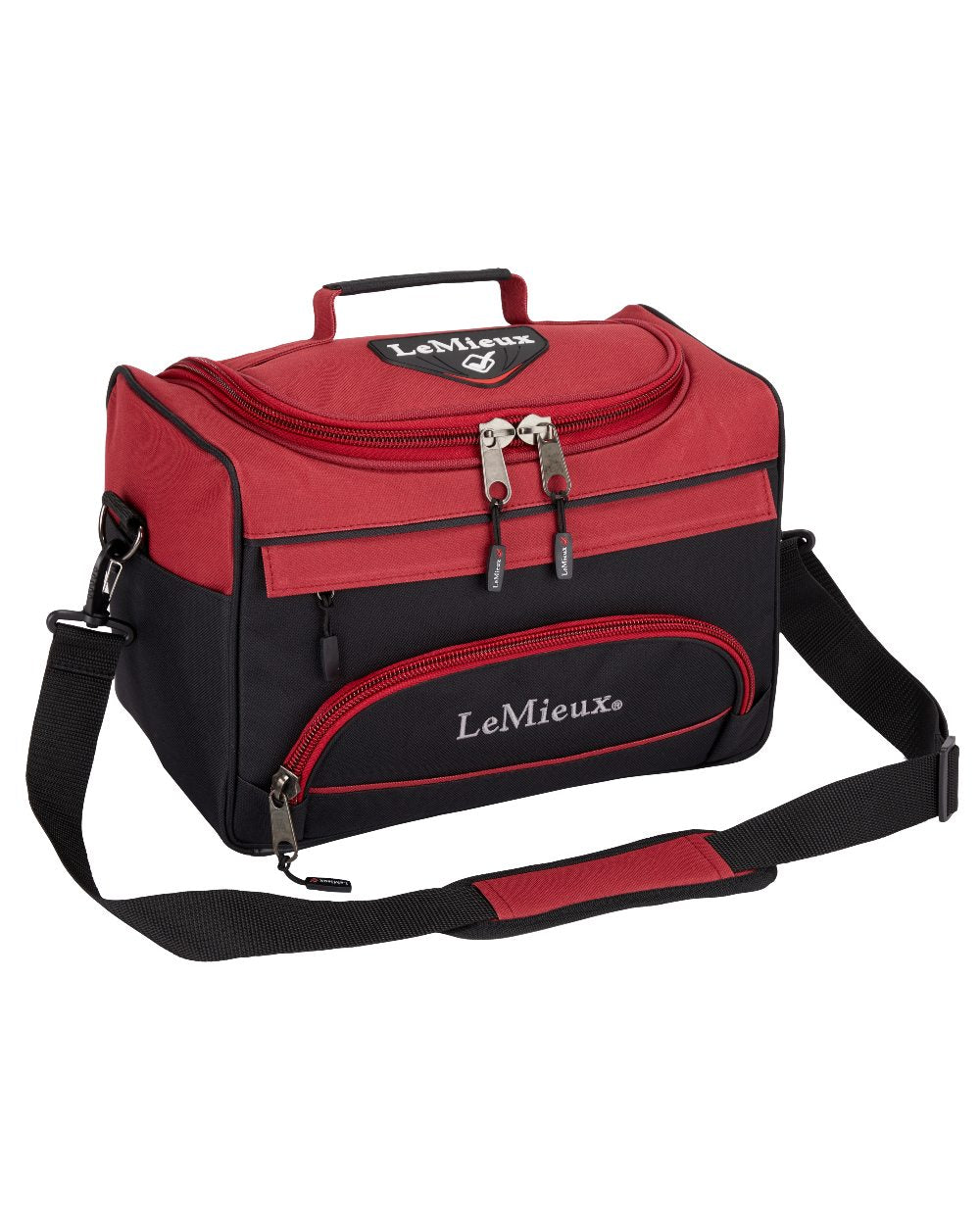 Burgundy coloured LeMieux ProKit Lite Grooming Bag on white background