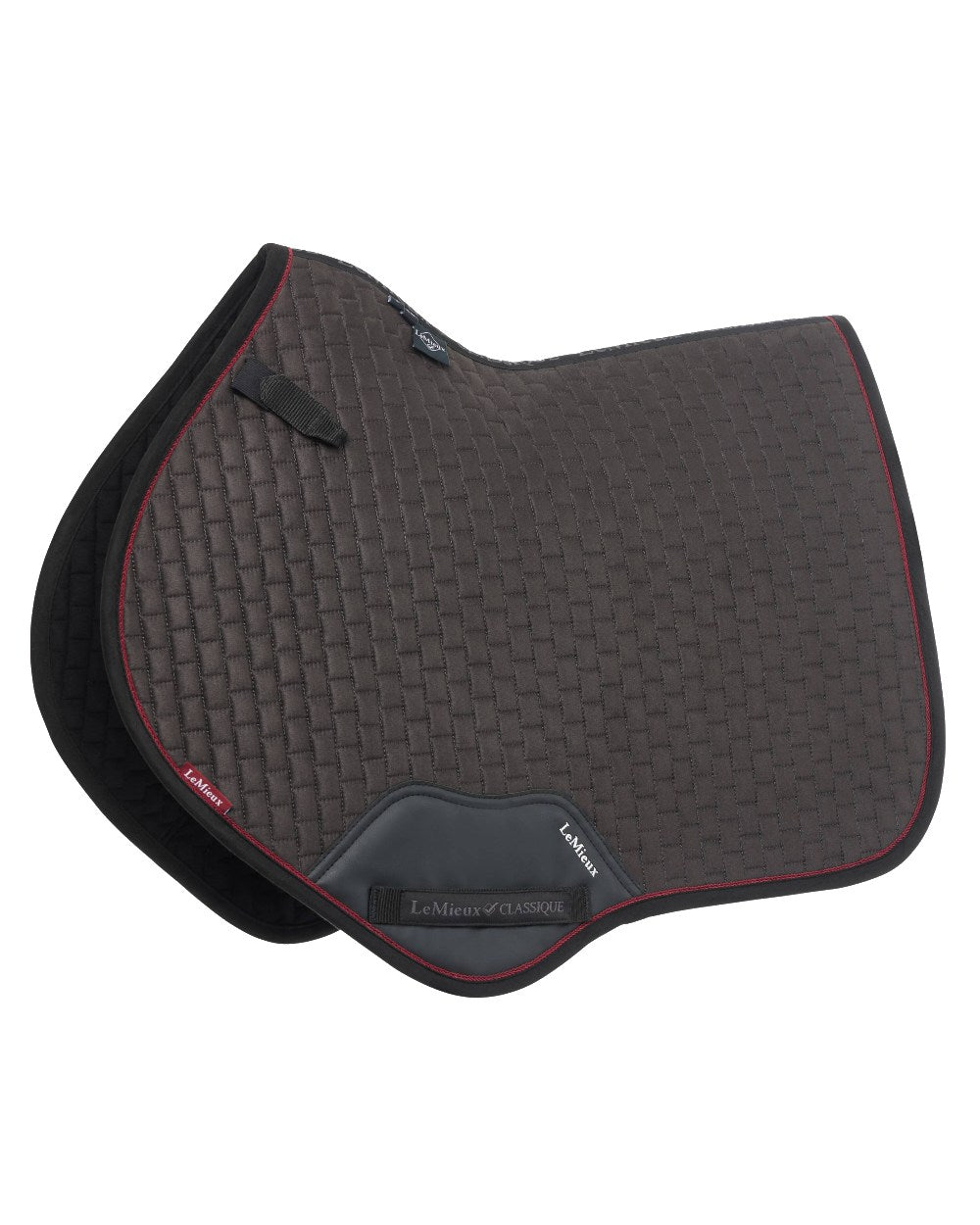 Cinder coloured LeMieux Suede Close Contact Squares on white background