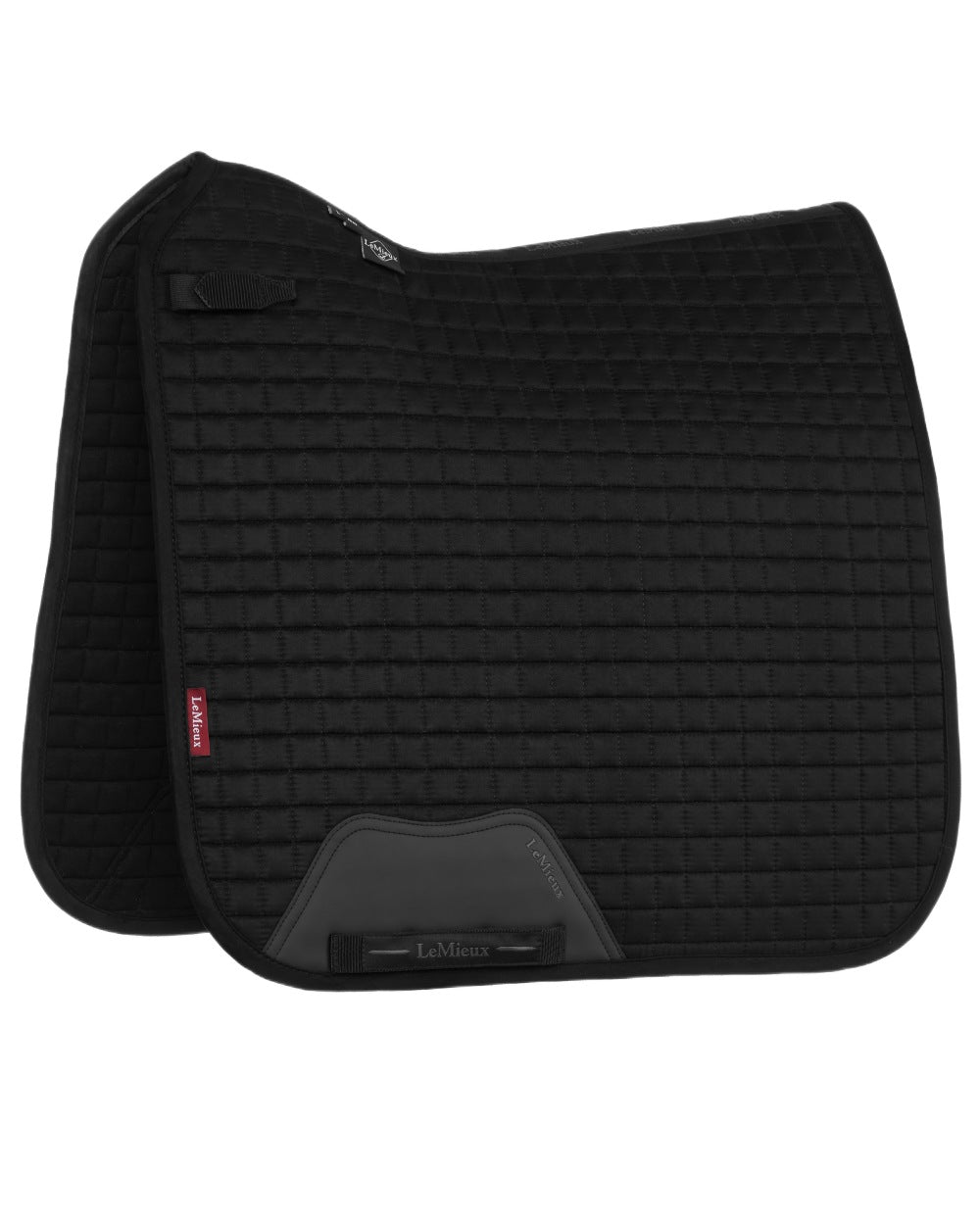 Black Coloured LeMieux Suede Dressage Square On A White Background