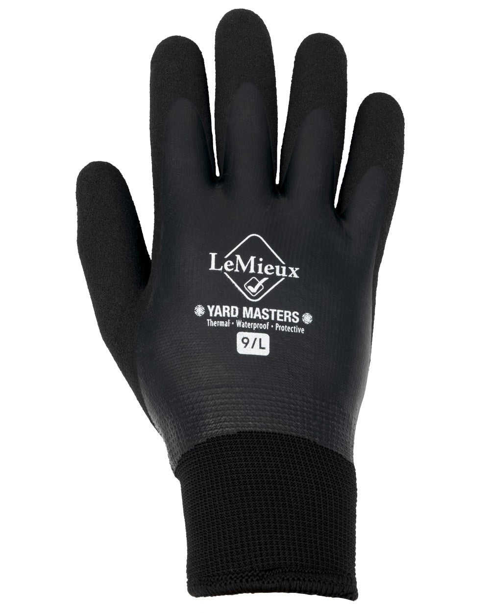 Black coloured LeMieux Thermal Work Gloves on white background