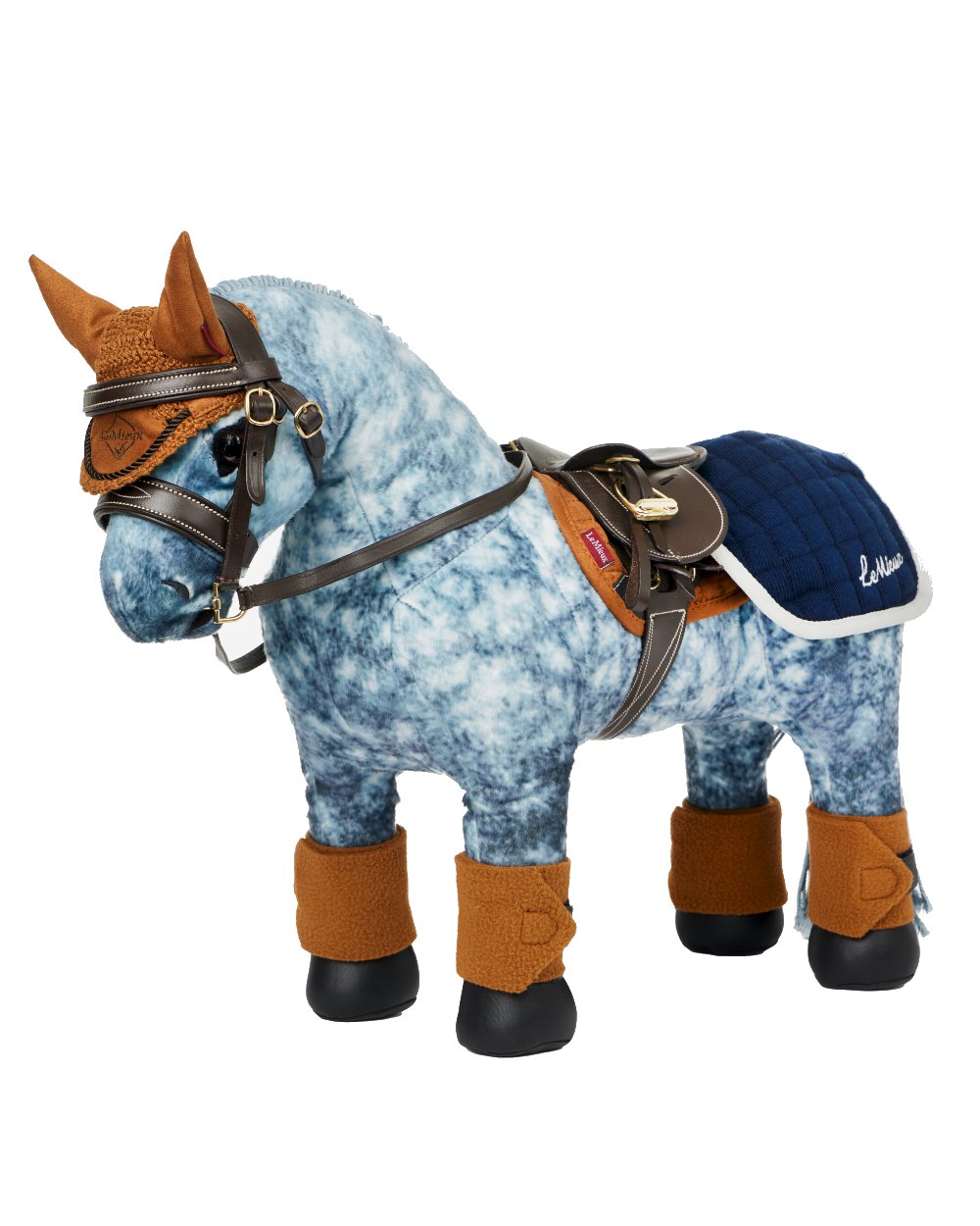 Ginger coloured LeMieux Toy Pony Fly Hood on white background