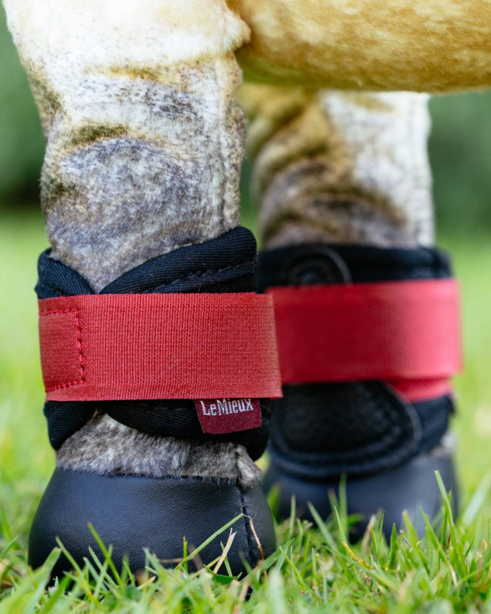 Chilli Coloured LeMieux Toy Pony Grafter Boots On A Grassy Background