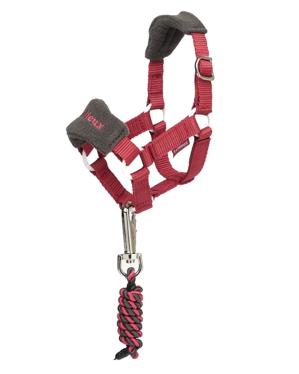 Ember coloured LeMieux Toy Pony Vogue Headcollar on white background