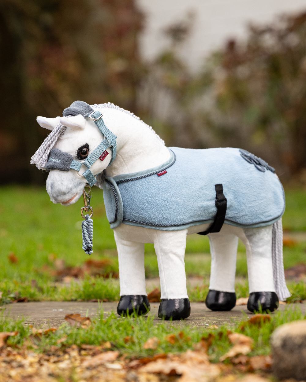 Glacier coloured LeMieux Toy Pony Vogue Headcollar on blurry background