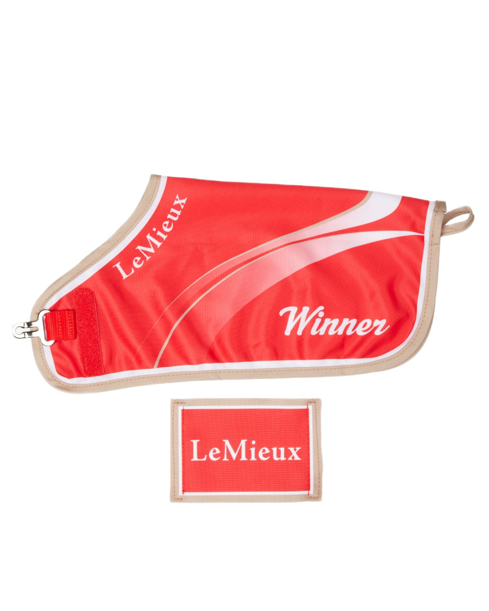Red coloured LeMieux Toy Pony Winners Rug on white background