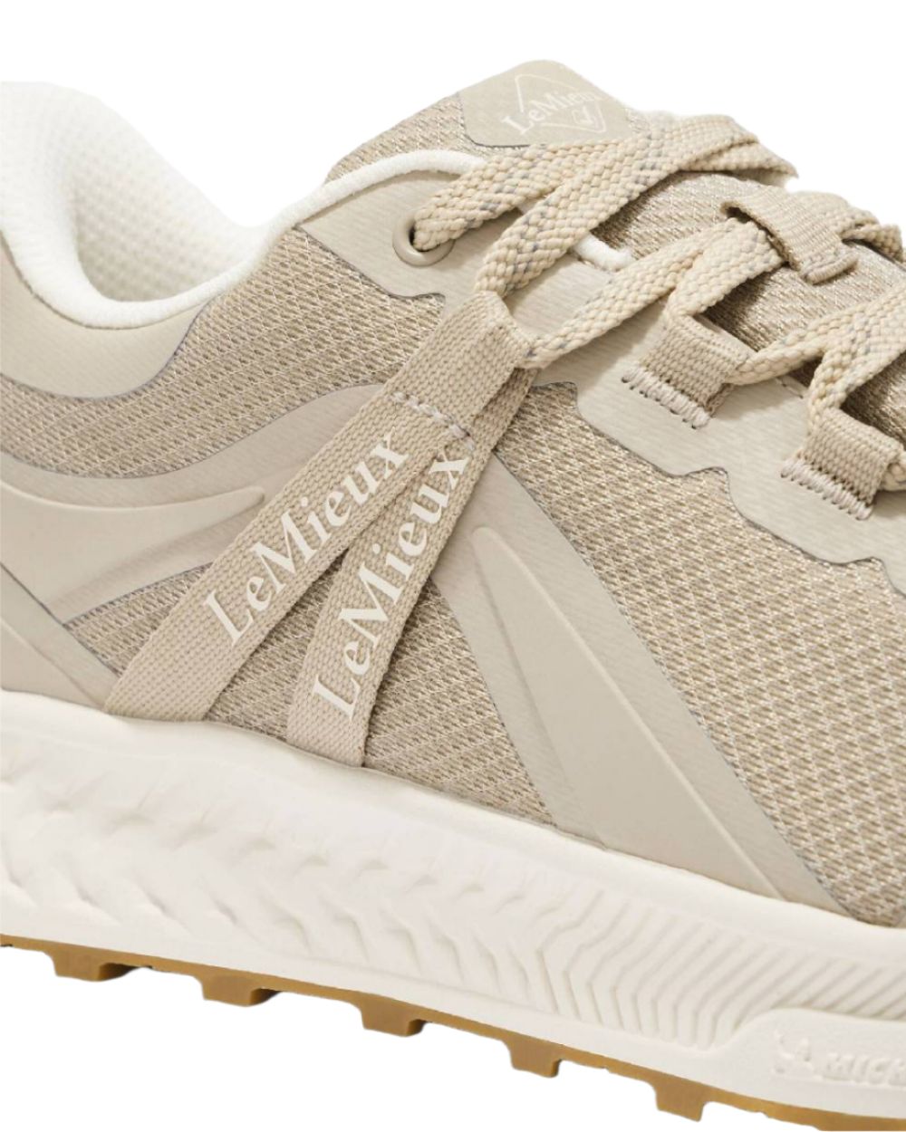 Stone coloured LeMieux Trax Waterproof Trainers on white background