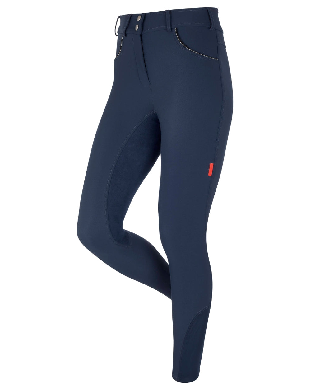Navy coloured LeMieux Victoria Suede Seat Breeches on white background