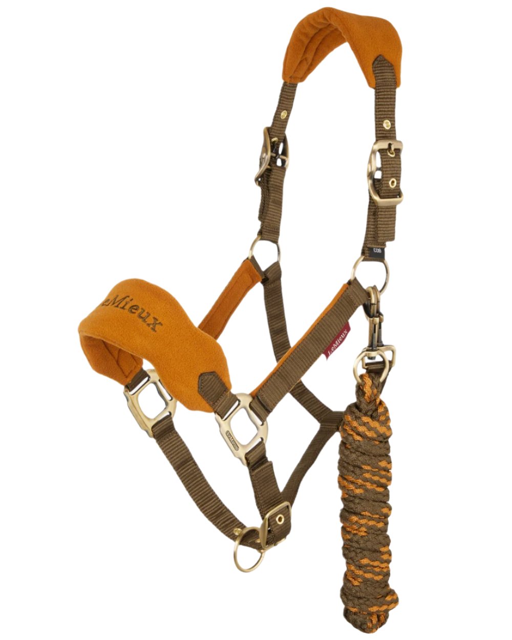 Alpine coloured LeMieux Vogue Headcollar & Leadrope on white background