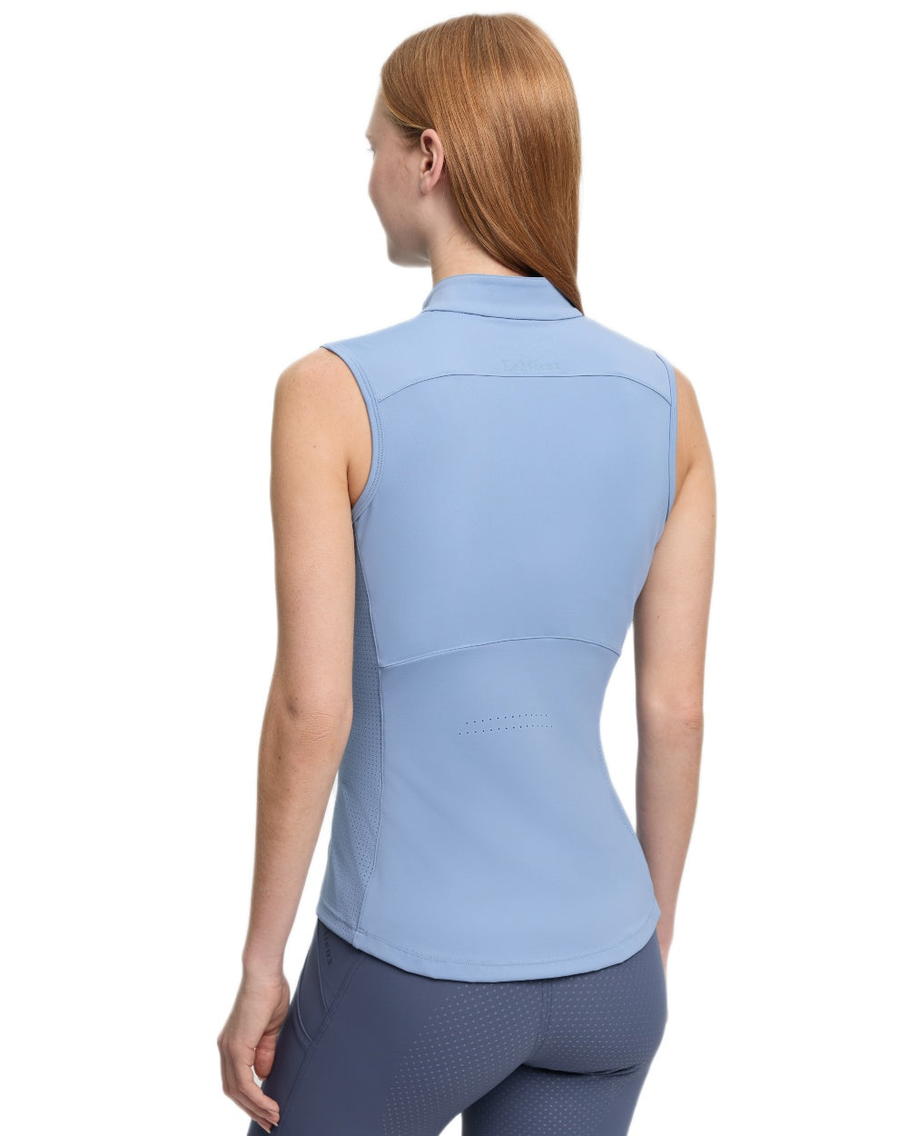 Powder Blue coloured LeMieux Womens Airflow Sleeveless Base Layer on white background