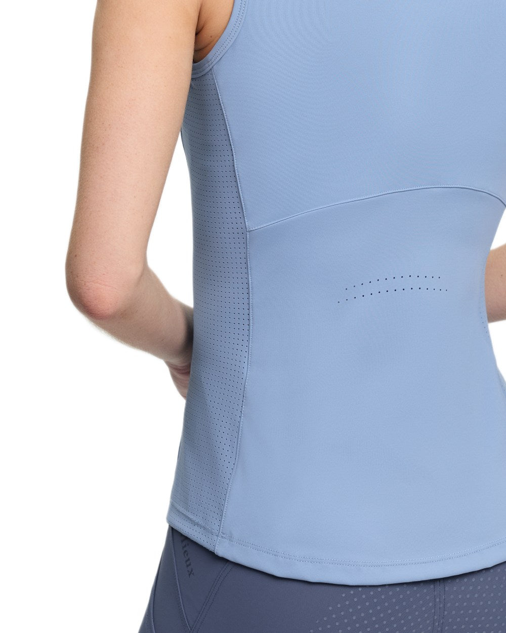 Powder Blue coloured LeMieux Womens Airflow Sleeveless Base Layer on white background