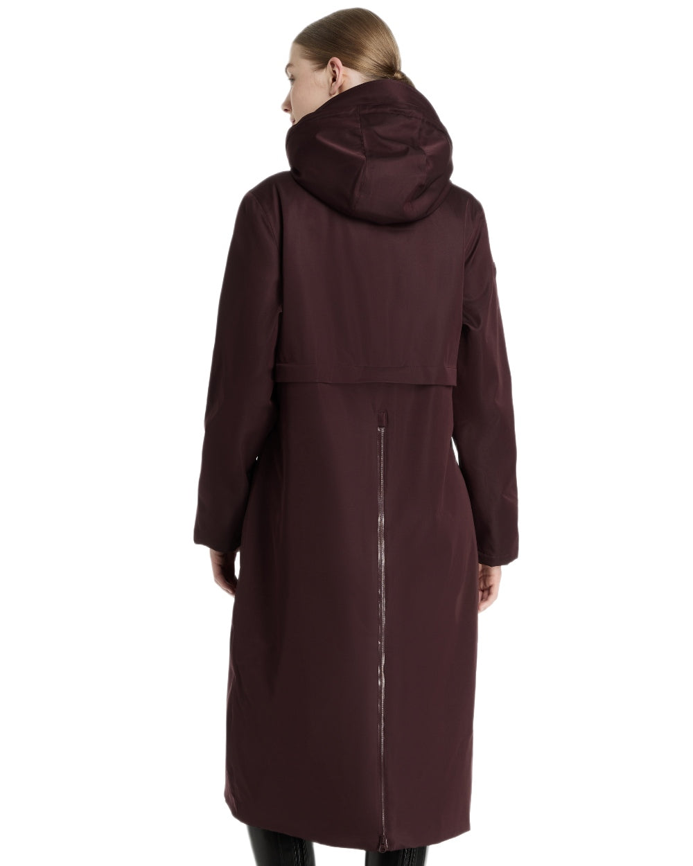 Damson coloured LeMieux Womens All Elements Robe Coat on white background