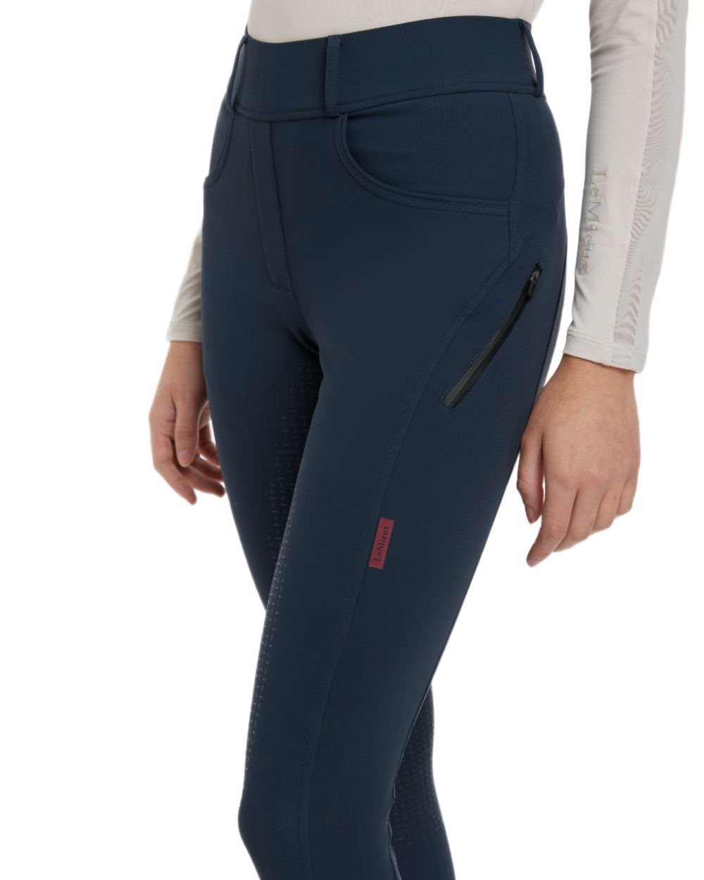 Navy coloured LeMieux Womens Amy Breggings on white background