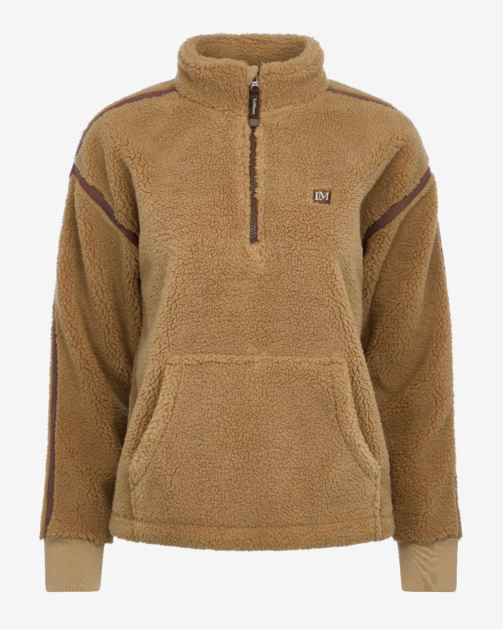 Caramel Coloured LeMieux Womens Avery Teddy Quarter Zip Fleece on White Background