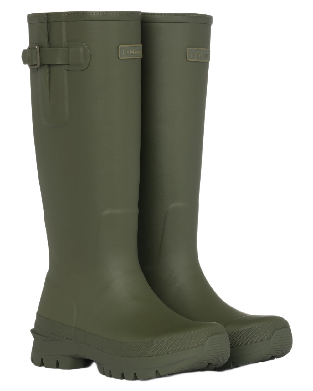 Olive coloured LeMieux Womens Bramshaw Welly on white background