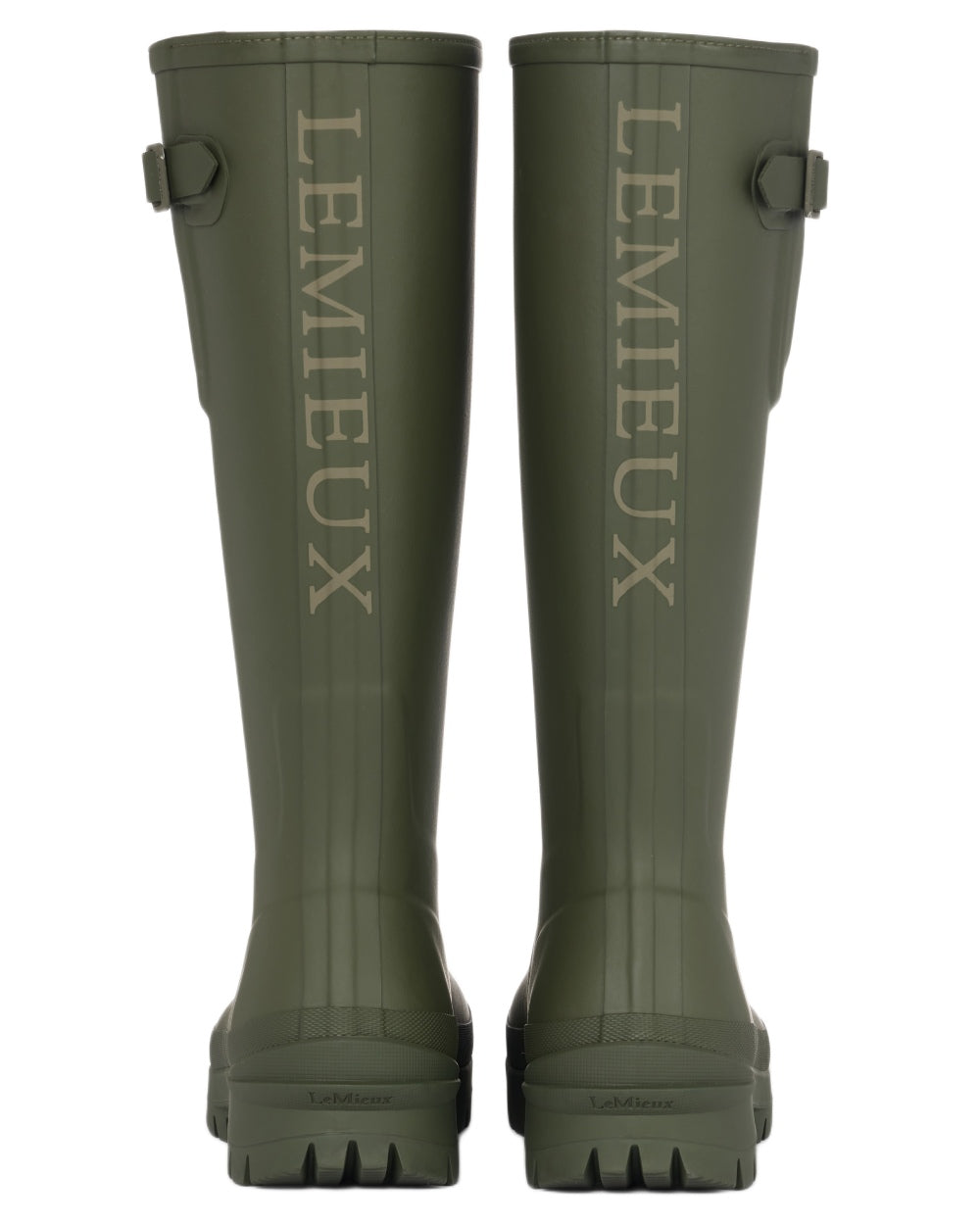 Olive coloured LeMieux Womens Bramshaw Welly on white background