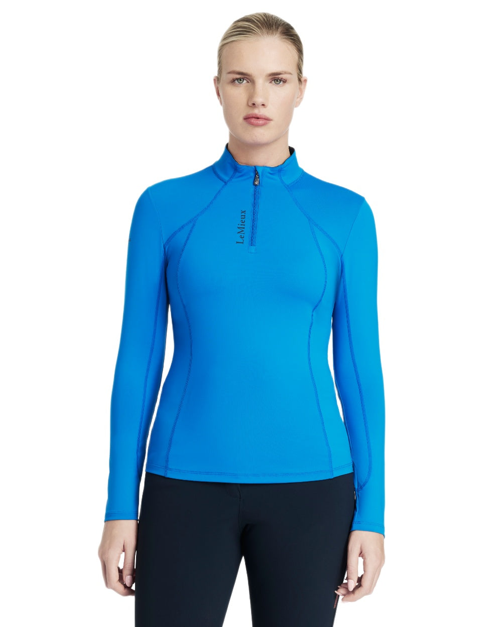 Benetton Blue coloured LeMieux Womens Classique Base Layer on white background