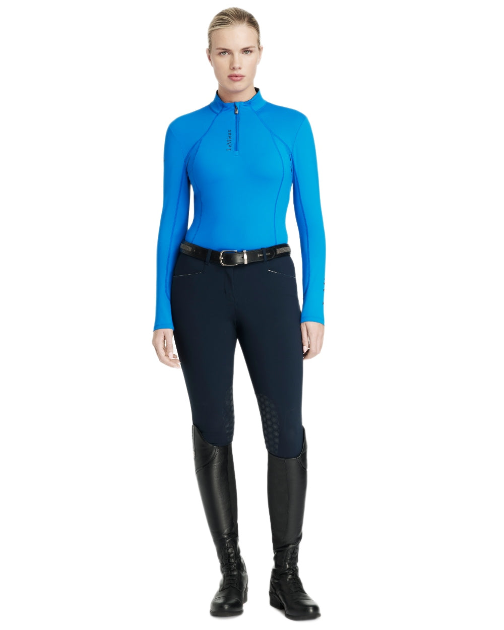 Benetton Blue coloured LeMieux Womens Classique Base Layer on white background