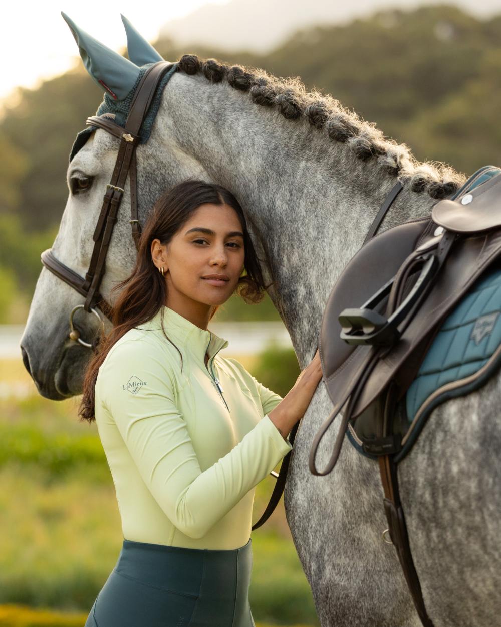 Macaron coloured LeMieux Womens Classique Base Layer on grassy background