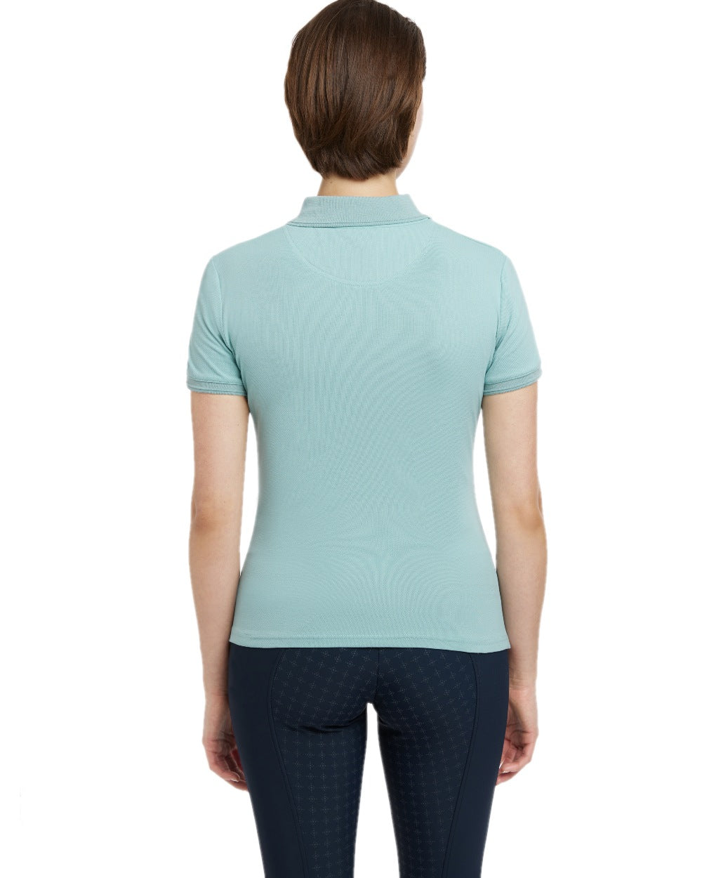 Aqua coloured LeMieux Womens Classique Polo Shirt on white background