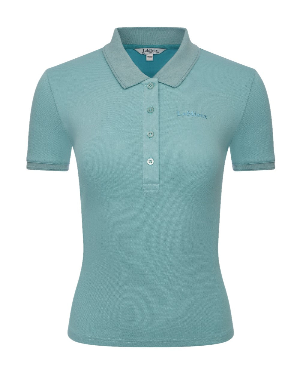 Aqua coloured LeMieux Womens Classique Polo Shirt on white background