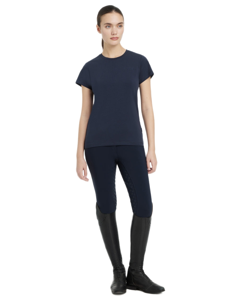 Navy coloured LeMieux Womens Classique T-Shirt on white background