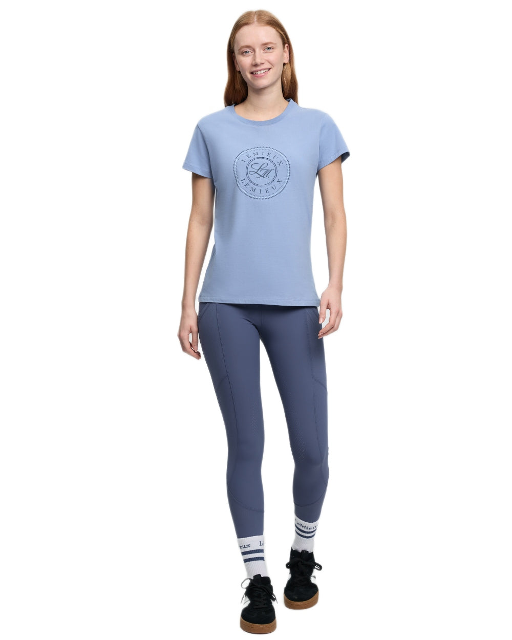 Powder Blue coloured LeMieux Womens Classique T-Shirt on white background