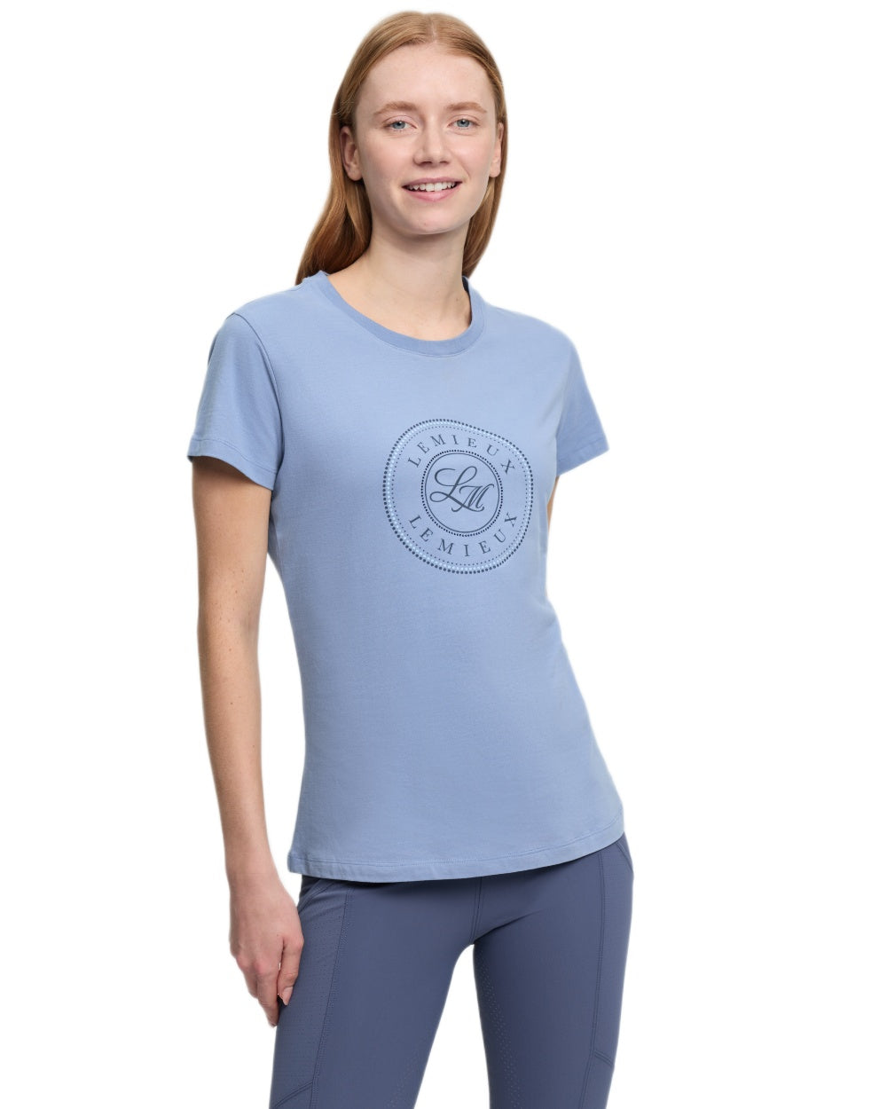 Powder Blue coloured LeMieux Womens Classique T-Shirt on white background