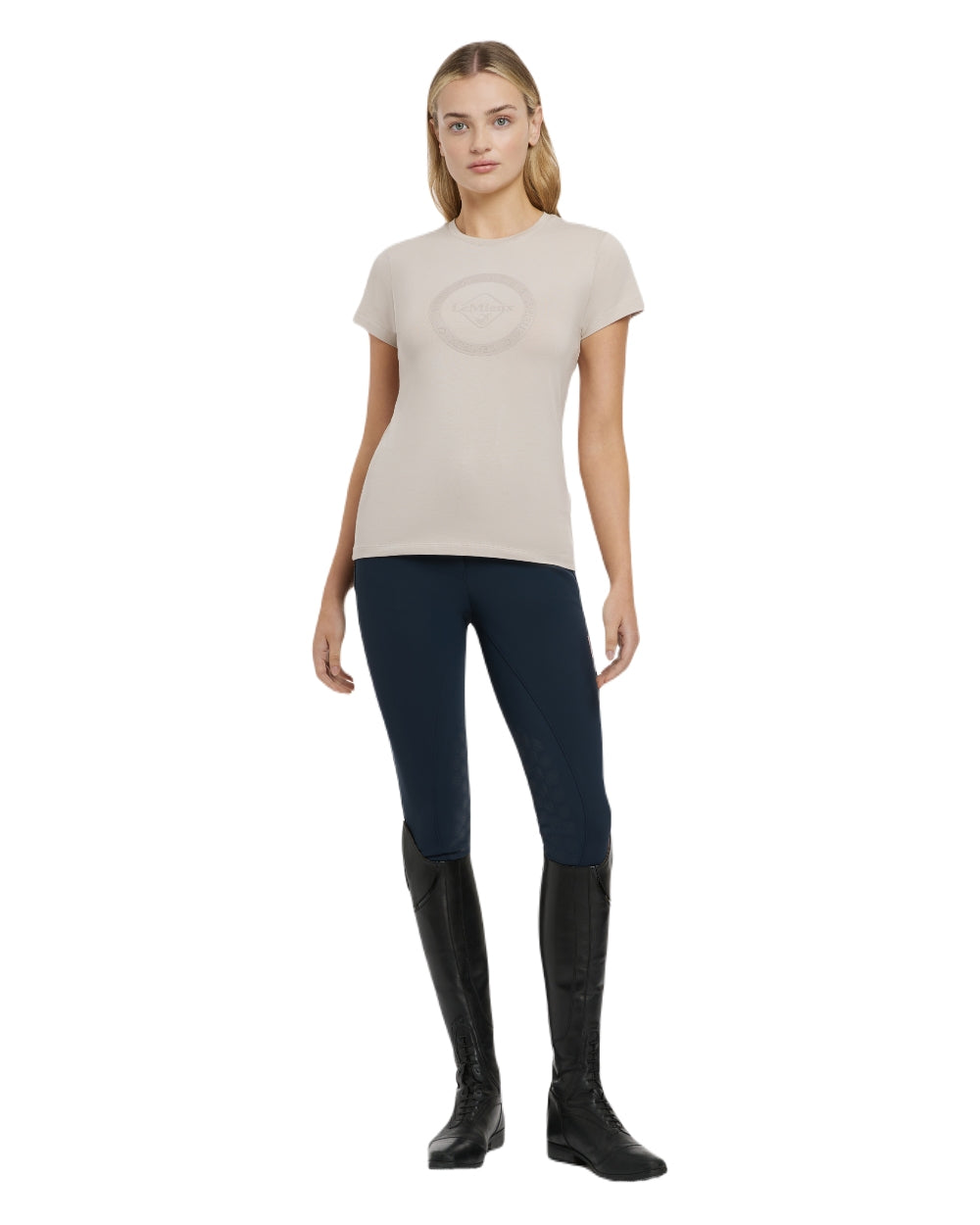 Stone coloured LeMieux Womens Classique T-Shirt on white background