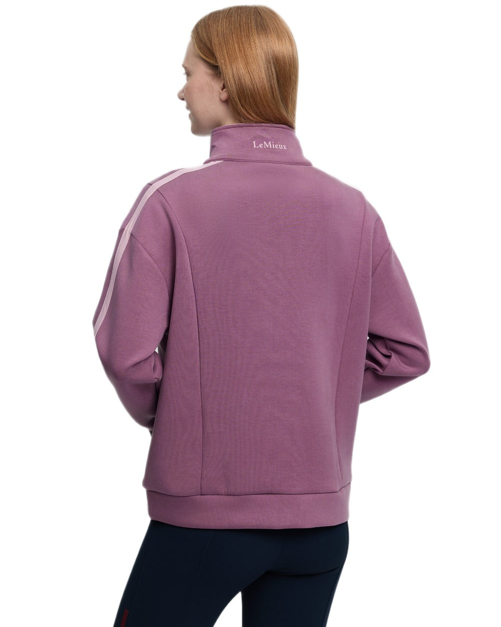 Mallow coloured LeMieux Womens Connie Half Zip Sweatshirt on white background
