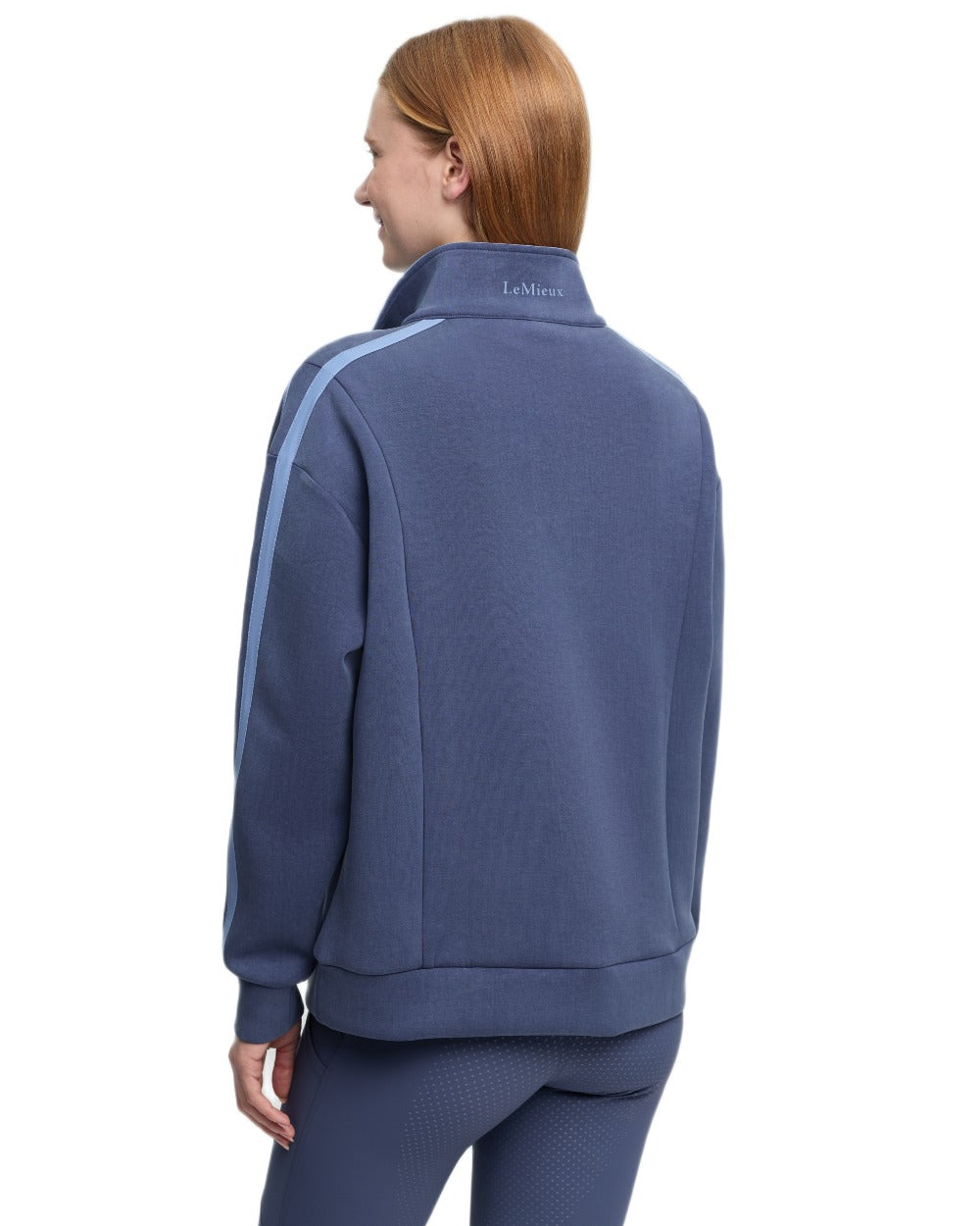 Navy coloured LeMieux Womens Connie Half Zip Sweatshirt on white background