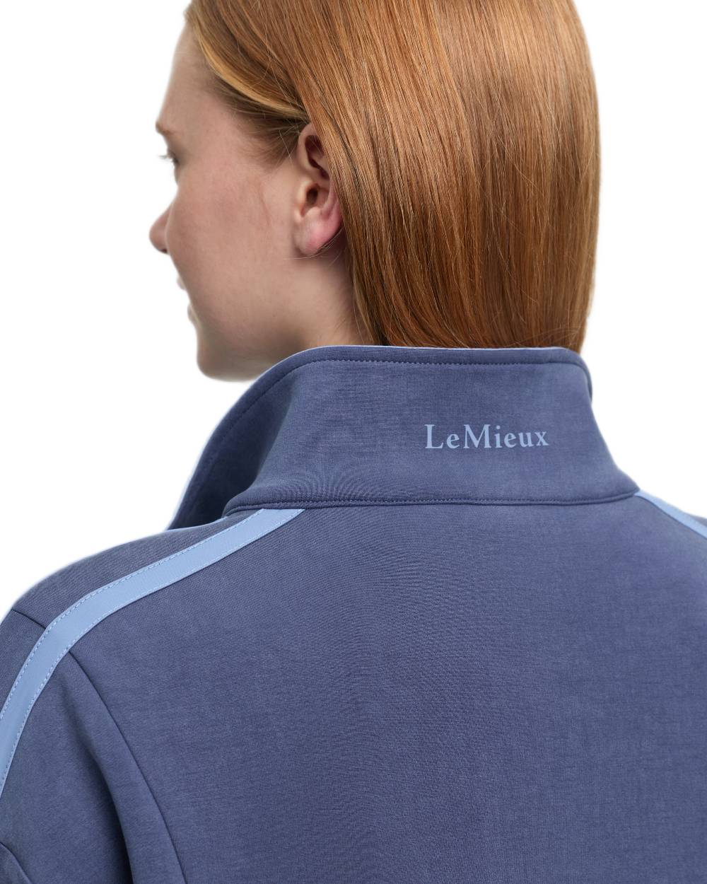 Navy coloured LeMieux Womens Connie Half Zip Sweatshirt on white background