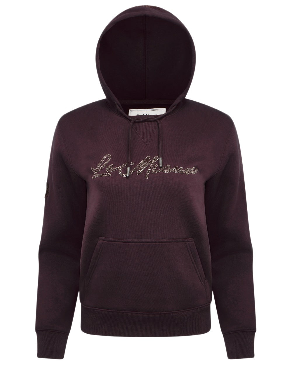 Damson coloured LeMieux Womens Elspeth Hoodie on white background
