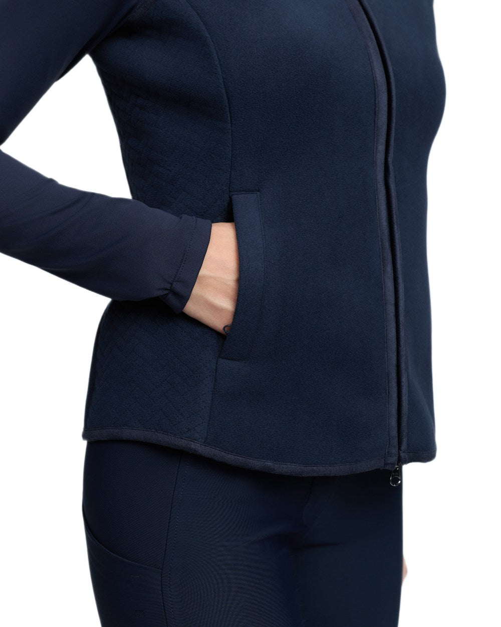 Navy coloured LeMieux Womens Frankie Fleece Gilet on white background