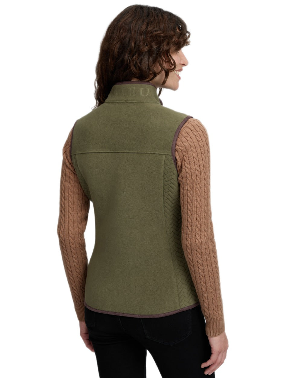 Willow Green coloured LeMieux Womens Frankie Fleece Gilet on white background