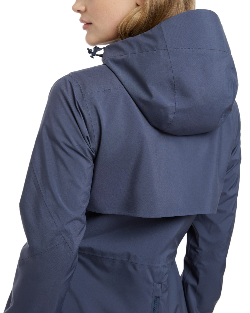 Dusk Blue coloured LeMieux Womens Grace Long Rain Jacket on white background