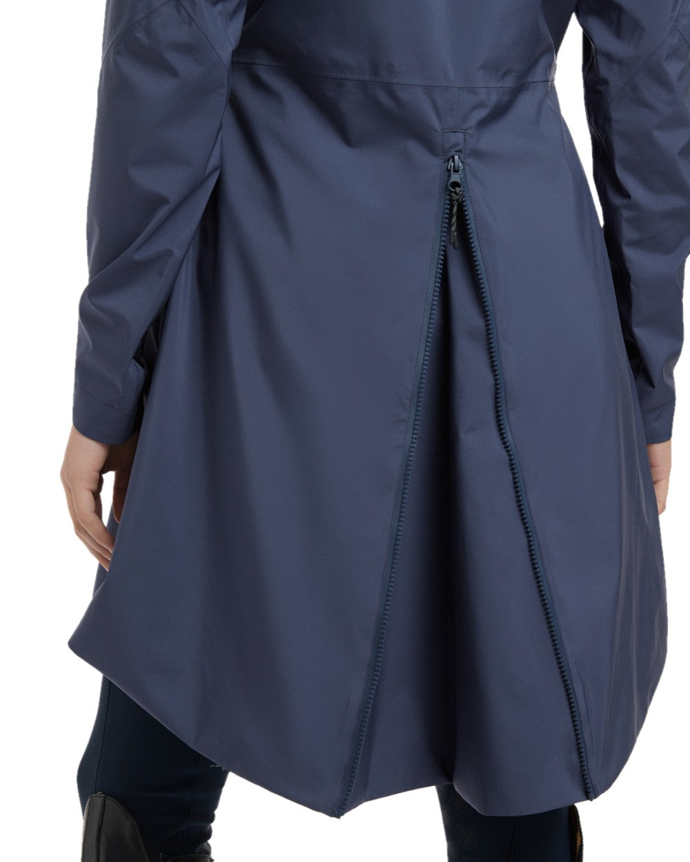 Dusk Blue coloured LeMieux Womens Grace Long Rain Jacket on white background