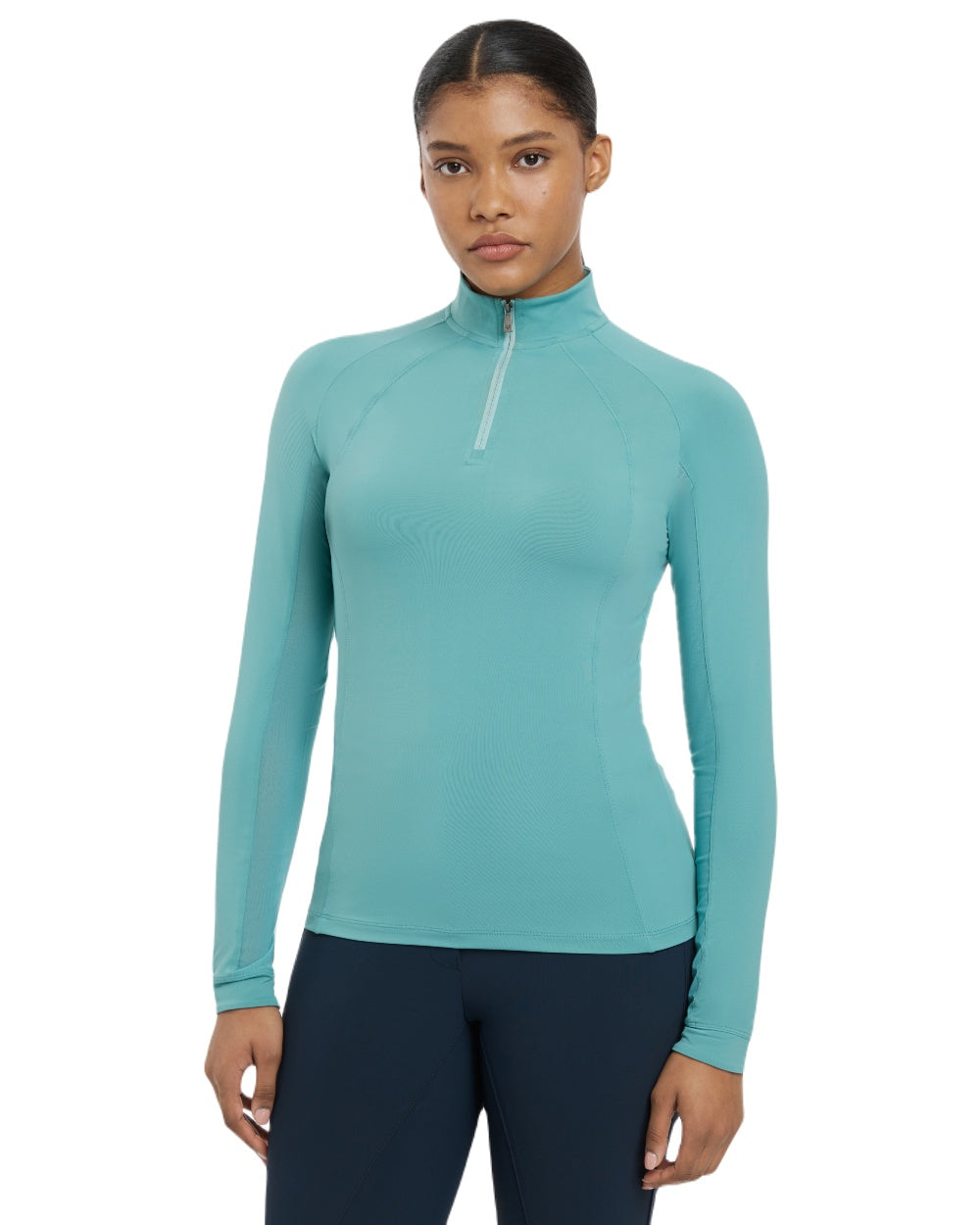 Lagoon coloured LeMieux Womens Halle Lightweight Base Layer on white background