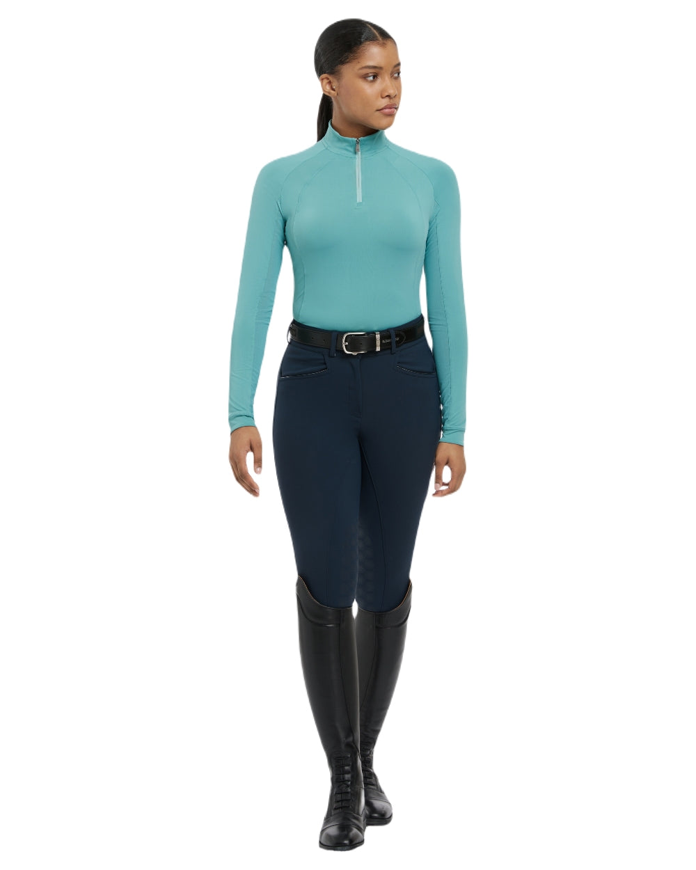 Lagoon coloured LeMieux Womens Halle Lightweight Base Layer on white background