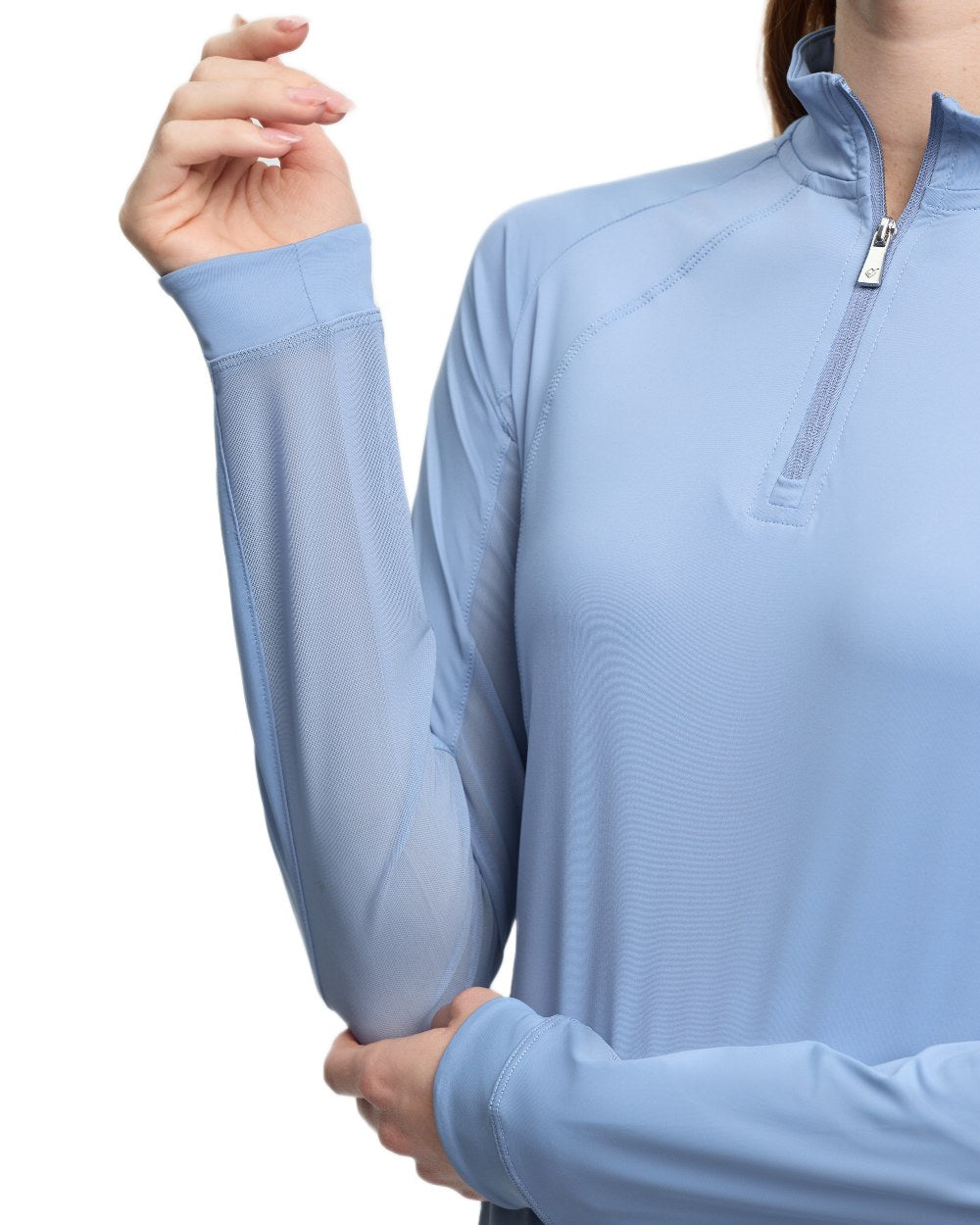 Powder Blue coloured LeMieux Womens Halle Lightweight Base Layer on white background