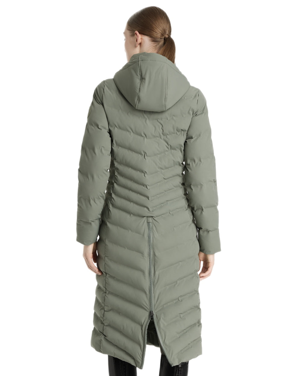 Rosemary coloured LeMieux Womens Hayley Water Resistant Longline Puffer Coat on white background