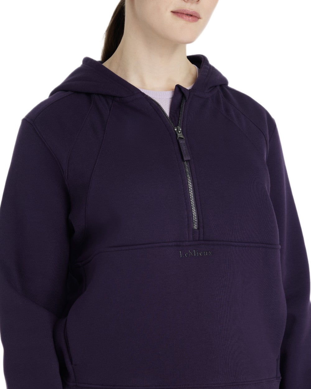 Juniper coloured LeMieux Womens Henrietta Half Zip Hoodie on white background