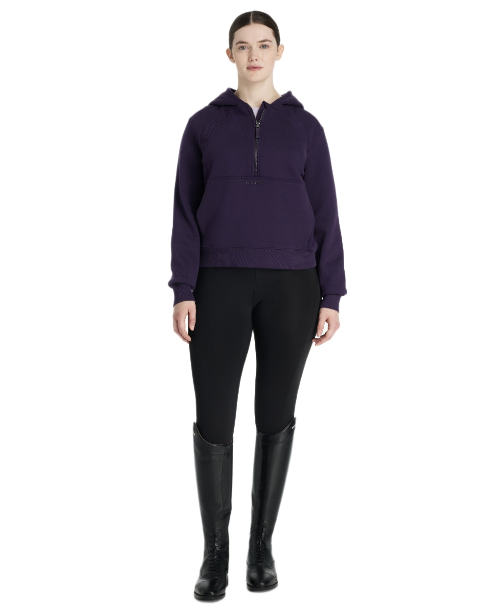 Juniper coloured LeMieux Womens Henrietta Half Zip Hoodie on white background