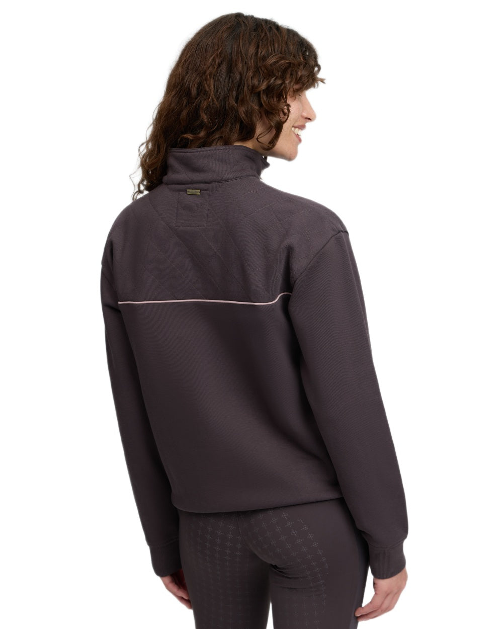 Cocoa coloured LeMieux Womens Heritage Quarter Zip Sweatshirt on white background