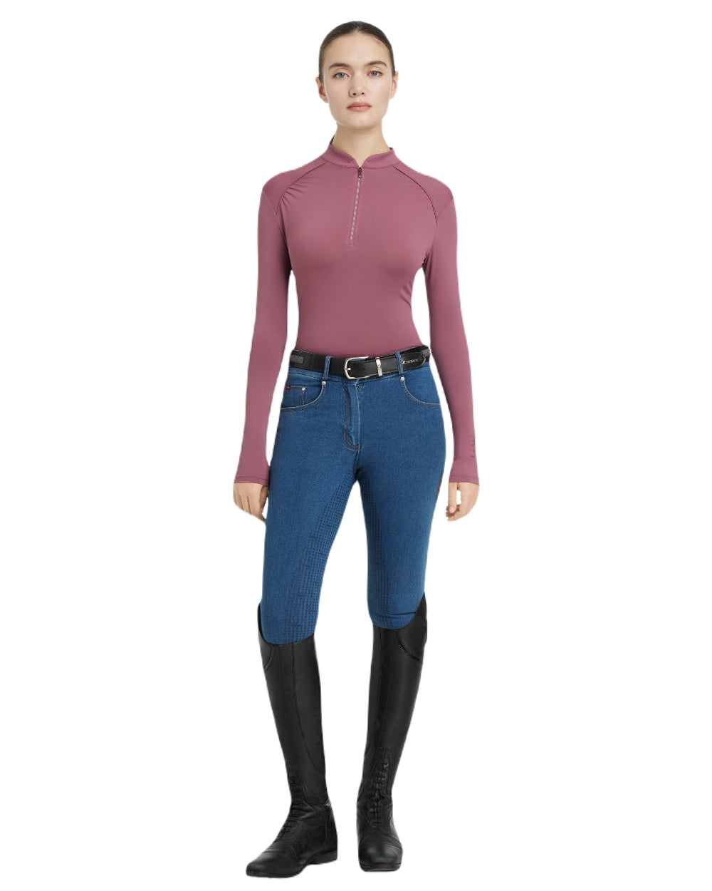 Rosewood coloured LeMieux Womens Heyden Lightweight Base Layer on white background