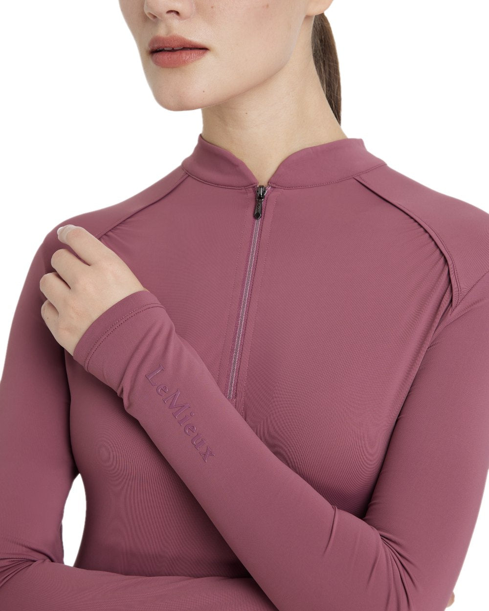 Rosewood coloured LeMieux Womens Heyden Lightweight Base Layer on white background