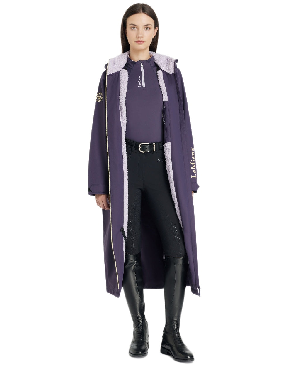 Juniper coloured LeMieux Womens HydroShield Robe Long Coat on white background