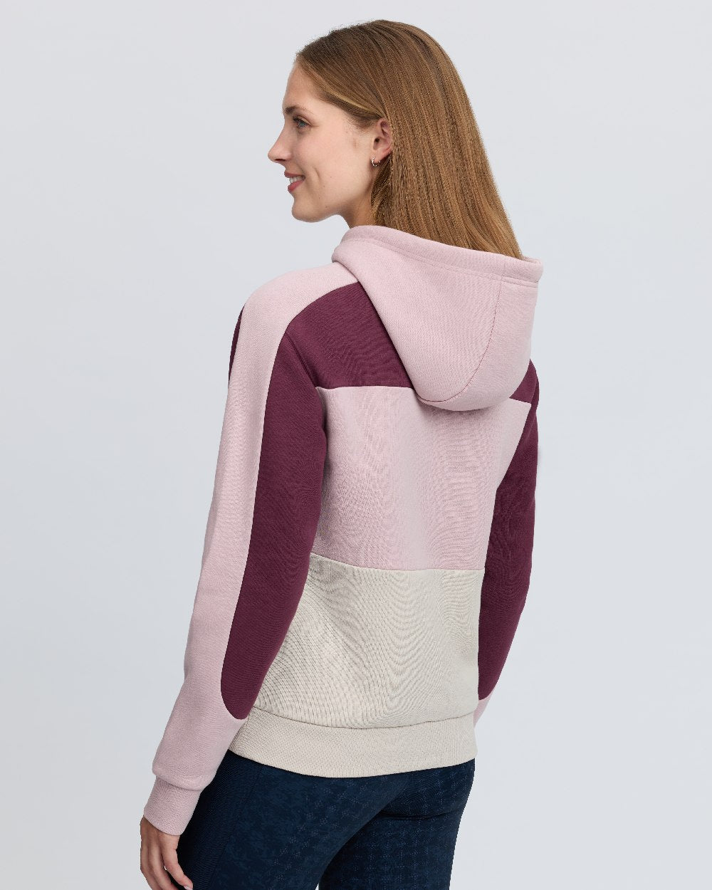 Wild Rose Coloured LeMieux Womens Kadie Colour Block Hoodie on White Background