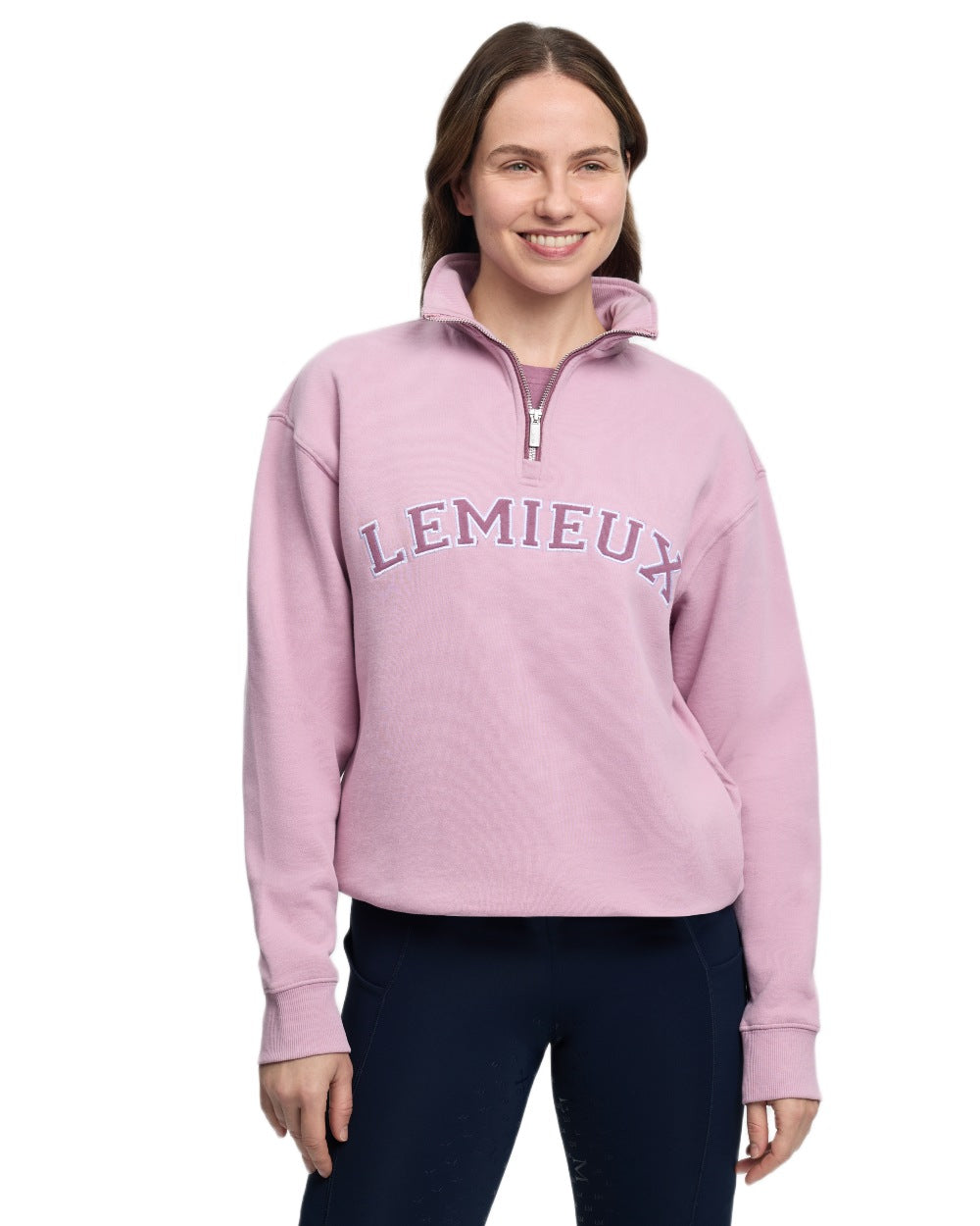 Fondant coloured LeMieux Womens Kelsie Quarter Neck Sweatshirt on white background