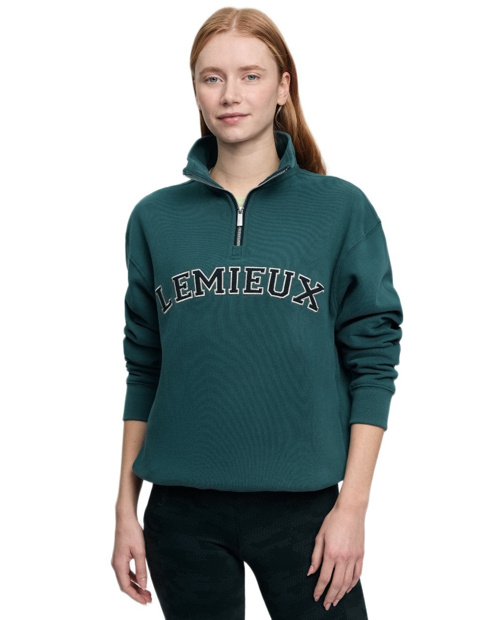 Jungle coloured LeMieux Womens Kelsie Quarter Neck Sweatshirt on white background